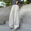 Calça Jogger Larga de Moletom Feminina Primavera 2026 Nova Calça Longa Esportiva Casual Infantil Estilo Coreano Calça Curva