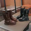 Botas estilo retro Martin para meninas, nova coleção outono/inverno 2026, botas princesa infantis de sola macia, botas de altura média em estilo britânico para crianças mais velhas