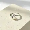 Anillo Corazón Chapado en Oro con Diamantes Incrustados Dulce Sencillo Abierto Ajustable Anillo para Dedo Índice Perla Artificial Banda de Anillo Versátil Joyería para Mano de Mujer