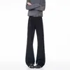 Jeans acampanados negros de corte slim para hombre, estilo American high street, versátiles y estilizan, disponibles en tallas grandes, pantalones rectos holgados, blancos en stock
