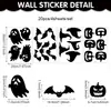 Adesivos de Janela com Silhueta Preta de Halloween Morcego Cabeça de Abóbora Fantasma Adesivos Estáticos de Fixação Decoração de Janela para Festa de Feriado