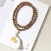 Seda Dourada Nan Sândalo Multi-Círculos Estilo Antigo Multi-Círculos Franja Pulseiras de Contas Masculinas e Femininas Novo Estilo Chinês Contas de Rosário