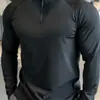Talla Extra Grande 150 kg Ropa Deportiva de Manga Larga de Secado Rápido para Pareja para Hombres y Mujeres, Ropa de Fitness Ajustada, Camiseta de Entrenamiento de Media Cremallera para Primavera y Verano
