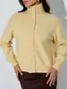 Chaqueta Suéter de Cuello Alto para Otoño e Invierno para Mujer, Estilo Coreano Suave y Ceroso Estilo Perezoso de Gama Alta Capa Base Cardigan de Punto Superior Tendencia