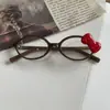 Óculos Retro Kt Cat Europeus e Americanos Transfronteiriços, Estilo Spicy Girl Doce-Cool, Óculos Decorativos Vintage Y2K com Estampa de Leopardo e Laço, Alto Valor Estético