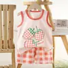 Traje de Chaleco para Niños Verano Algodón Puro Nuevo Ropa de Shorts para Niñas Traje sin Mangas para Bebé Estilo Coreano Ropa para Niños