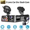 Cámara de reversa de alta definición 1080P de 2 pulgadas con 3 lentes, visión nocturna, grabación triple y dashcam WIFI transfronteriza