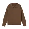 Artesano Aficionado 2025 Otoño Camisa Polo Estilo Coreano con Cuello de Solapa, Manga Larga para Hombre Estilo Hong Kong Color Sólido Tejido de Punto Interior