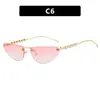 Gafas de Sol Triangulares de Marco Pequeño Kedun con Patillas de Perla Sin Marco Estilo Europeo y Americano Ins Moda Gafas de Sol Metálicas de Moda