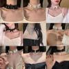 Colar Feminino Colar Lolita Camélia Gargantilha Escura Corrente Clavícula Abstinência Empregada Sexy Colar de Gola