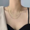 Collar de doble capa de acero de titanio a juego para mujer, estilo europeo y americano, cadena de serpiente, cadena de clavícula
