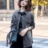 Camisa de Mezclilla de Manga Larga para Mujer Adelgazante Primavera Otoño Holgada Casual Retro Estilo Europeo Camisa Chaqueta Ropa Exterior Superior Algodón