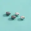 Plata de Ley S925 Cuentas de Oliva Cuentas Espaciadoras Rayadas Cuentas Cubo Pulsera de Cuerda Hecha a Mano DIY Pulsera de Cristal Cuentas Sueltas