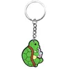 Chaveiro de Metal com Pingente de Animal Série Chá de Leite Desenho Animado, Pingente de Borracha Macia PVC, Pequeno Presente