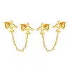 Pendientes Largos de Cadena Doble Dulces Europeos y Americanos Sencillos Joker Personalizados Avión Dulces Chicas Frescas Pendientes de Acero Inoxidable de Comercio Exterior