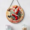Adornos Navideños Creativos Transfronterizos Artesanías de Madera Cartel Redondo para Puerta Serie Colgante de Madera 20Cmos Colgante