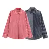 Camisa de rayas holgada de manga larga para mujer estilo europeo y americano otoño 2026 12758
