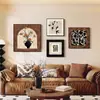 Pintura Decorativa de Sala de Estar de Alto Padrão Estilo Vintage, Mural de Arte Abstrata para Parede de Fundo de Sofá, Pintura Pendurada Combinada Retro Francesa