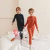 Conjunto de Ropa Interior Térmica Antibacteriana Clase A para Niños Otoño Top y Pantalón Algodón Puro Cálido Ceñido para Niños y Niñas Estilo Otoño e Invierno