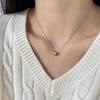Collar con colgante de cuentas redondas de acero de titanio simple de nicho, color oro y plata contrastante que no se desvanece, joyería para mujer, cadena de clavícula con cuentas de alta calidad