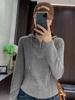 Moletom com Capuz e Meio Zíper para Mulheres Outono 2024 Novo Estilo Camisa de Base Interna Slim com Cordão Top Casual