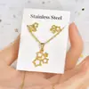 Set de Aretes Colgantes con Patrón Irregular de Acero de Titanio Copo de Nieve Rompecabezas Estrella Electrochapada Set de Dos Piezas de Accesorios de Joyería