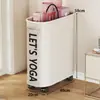 Cesta de almacenamiento para tapete de yoga hueco cesta de lavandería sucia estante para equipo deportivo juguete con ruedas raqueta de bádminton cubo para herramientas de fitness