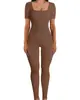 2025 Amazon Exportación Europea y Americana Mono de Mujer Otoño e Invierno Nuevo Mono Slim Sexy con Cuello Cuadrado Acanalado