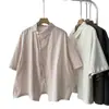 Camisa Midi Irregular para Mulheres, Novo Estilo de Verão, Caimento Solto, Tamanho Grande, Emagrecedora, Curta na Frente e Longa Atrás, Blusa de Algodão com Manga Curta
