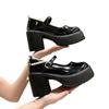 Mocasines con cinturón de perlas estilo francés para mujer 2024 nuevos de tacón grueso y suela gruesa estilo británico a la moda con cinturón de una palabra zapatos Mary Jane
