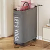 Cesta de almacenamiento para tapete de yoga hueco cesta de lavandería sucia estante para equipo deportivo juguete con ruedas raqueta de bádminton cubo para herramientas de fitness