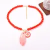 Collar con Colgante de Gota de Agua Geométrico Cruzado Retro de Color Contrastante Sentido de Diseño de Nicho con Cuentas para Mujer Salida de Vacaciones Vitalidad de Verano