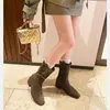 Pantalones de bota plisados para mujer, nueva colección otoño 2026, tacón grueso, botines que aumentan la altura, versátiles con faldas, botines estilo motero Martin