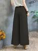 Pantalones Anchos de Algodón y Lino para Mujer, Talla Estándar Europea y Americana, Primavera/Verano 2026, Pantalones Rectos Sueltos con Cordón Transfronterizos, Pantalones Casuales de Amazon
