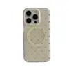 Fondo Beige con Corazón Azul Soporte Magnético Plegable Funda para Teléfono Móvil 16Promax Adecuada para 17Pro Magnética Doble Capa 18Pro