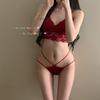 Combinación de Año Nuevo Encaje Rojo de Ángela Año de la Serpiente Año del Sexy Alto Lujo Satín Encaje Deseo Puro Calzones Calados para Mujer