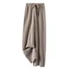 Pantalones de Lana 100% Pura de Pierna Ancha con Cintura Elástica y Cordón para Otoño e Invierno, Casual Holgado Versátil con Caída Rectos de Lana