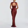 Vestido de Festa Elegante Feminino, Estilo Europeu e Americano Ins, Minimalista, Elegante, Gola Meia-Alta, Caimento Assimétrico, Sem Mangas, Justo, Cauda de Peixe