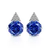 Pendientes de Corte Rosa Más Vendidos en Tiktok y Xiaohongshu Moda Simple Deslumbrantes Pendientes de Diamante de Alto Carbono Joyería Transmisión en Vivo Venta al por Mayor de una Pieza