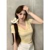 Camiseta de Manga Corta Elástica Ajustada con Diseño Moderno y Único para Mujer, Nuevo Estilo Verano 2025, Top Corto Sexy
