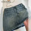 Mini Saia Jeans Vintage Feminina Verão 2024 Nova Cintura Alta Anti-reflexo Linha A Saia Quente para Hip