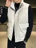 Chaleco de plumón Enbu para hombre de invierno con cuello alto, chaleco de trabajo de color liso de moda, chaqueta cálida sin mangas