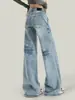 Jeans Retro de Pierna Ancha Azul Claro para Mujer 2026 Nuevos Holgados Adelgazantes para Figura Pera Alta Pantalones Casuales de Pierna Recta
