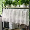 Cortina de Cocina de Color Liso Media Cortina Terminada con Bordado de Alta Gama, Cortina Transparente para Gabinete y Entrada, Cortina Divisoria, Modelo Nuevo, Dropshipping de Temu