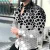 2026 Camisa de Manga Larga Estampada en 3D para Hombre de Venta Caliente Europea y Americana Moda Tendencia Cárdigan Superior de Lunares Degradados