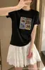 Camiseta feminina Shisanxing de algodão canelado com fonte física, envio direto do mercado atacadista, top justo de manga curta, suprimento exclusivo da segunda leva de verão