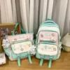 Mochila de Estilo Universitario de Color Contrastante Transfronteriza de Gran Capacidad 2025 Nueva Versión Coreana Linda Mochila Escolar para Estudiante de Primaria