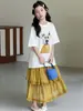 Vestido de Verão para Meninas 2026 Novo Estiloso Roupa Infantil para Meninas Mais Velhas, Conjunto de Meia-Saia de Manga Curta de Verão