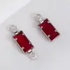 Acero Inoxidable 304 Vidrio de Colores Colgante Rectangular Accesorios para Joyería Hecha a Mano DIY Accesorios para Collares Pulseras