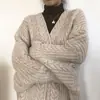Suéter de Punto Grueso de Manga Larga Estilo Coreano Holgado de Longitud Media para Mujer, Chaqueta Cardigan Exterior Informal, Novedad Primavera 2023